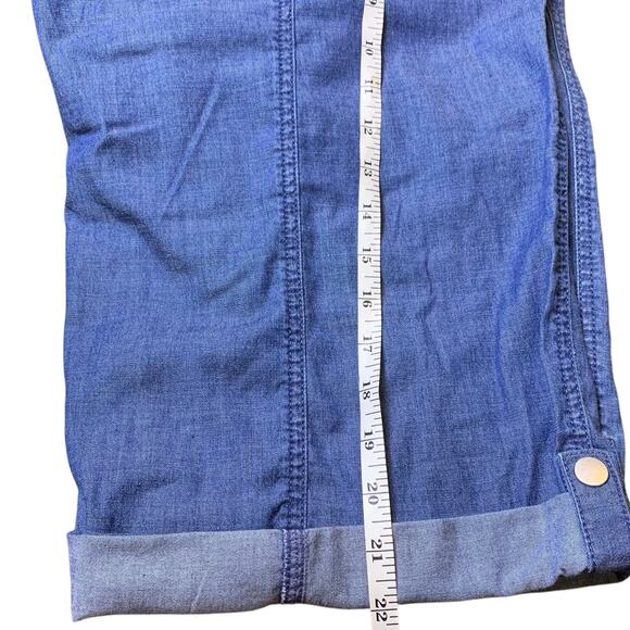 Chico's Pants Women's Size 4 Rolled Crop Chambray Tiverton Wash Snap Cuff NWT - Picture 7 of 7